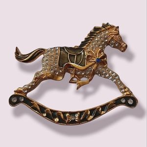 Enamel and Rhinestone Rocking Horse Ornament